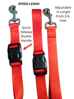 *NEW* SPEED LEASH - Adjustable Length Nylon Dog Leash - Quick Release Buckle Handle