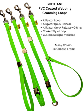 BIOTHANE pvc Dog Grooming Loop - Choose Style, Length, Color Made in USA - Choker, Alligator, Quick Release, O Ring