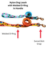 Nylon Dog Leash with Welded D-Ring in Handle - CHOOSE LENGTH - Three Quarter Inch Wide 3/4" Webbing